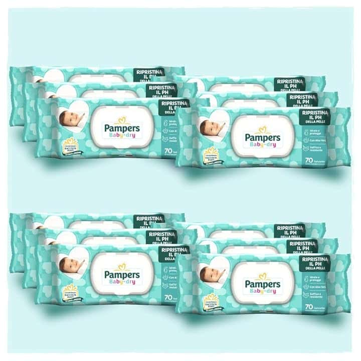 Pampers Baby Fresh Salviettine, Formula Idratante e Delicata che Ripristina il PH della Pelle,12 Confezioni da 70 Pezzi, 840 Salviettine