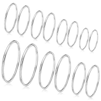 Coicok 14 Pezzi Anelli Donna Acciaio Inossidabile Impilabili Thin Gold Plain Band Rings Stackable Knuckle Anelli Thumb Pinky Midi Rings Misura Comfort-Fit Argento 3/4/5/6/7/8/9