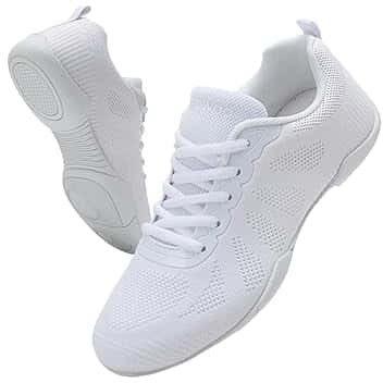 Scarpe da Cheerleader Scarpe Cheerleading Varsity Ballo Cheer Allenamento con Lacci Bianchi per la Scuola Ginnastica Donna Antiscivolo Jazz Yoga Fitness