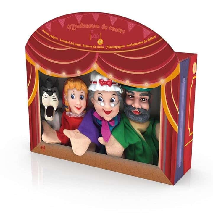 TACHAN - Set di 4 burattini per bambini a Cappuccetto Rosso - Set di burattini a mano - Include 4 personaggi di racconti per bambini - Dimensioni pupazzo 30 cm (CPA Toy Group 749T00538)