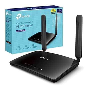 TP-Link Archer MR202 Router WiFi con SIM, Router 4G LTE WiFi Dual-Band AC750Mbps, 3 Porte LAN e 1 LAN/WAN, Plug & Play, 2 Antenne LTE Smontabili, QoS, Onemesh