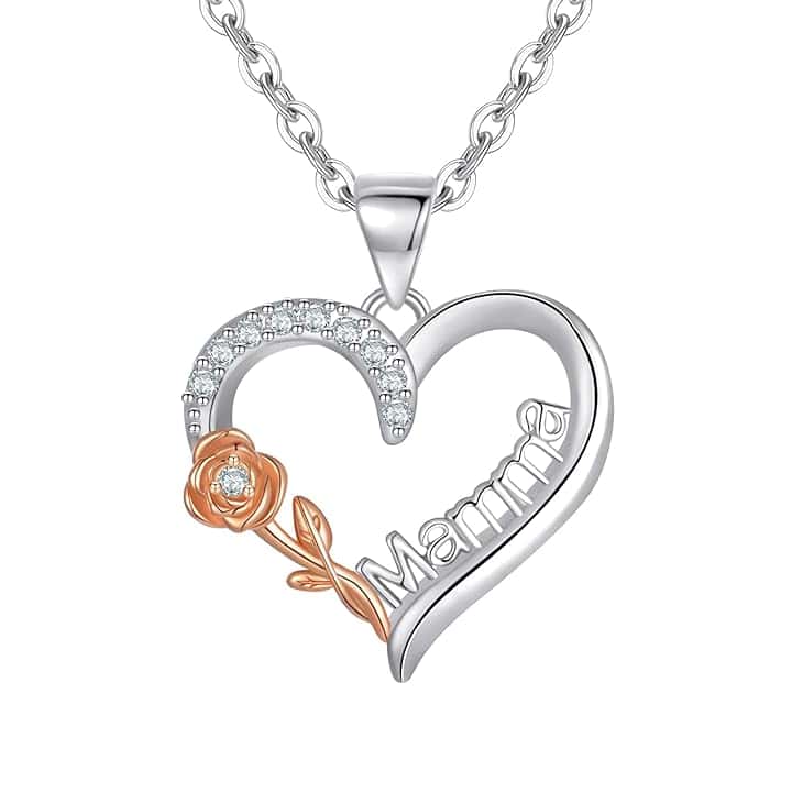 Tusuzik Regalo Festa Della Mamma Idee Regalo Mamma Compleanno Collana Argento 925 Donna Collana a Cuore Squisita Regali per lei Regali Festa Della Mama