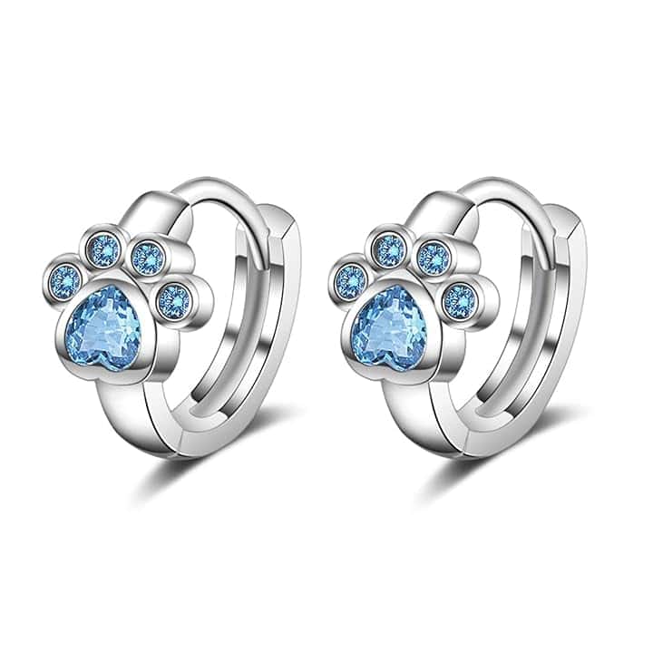 DHWEKU Orecchini Anallergici Gatto Bambina Argento 925 - Zampa Gatto Lobo di Animale - Regali per Donna