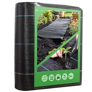VOUNOT® Telo Pacciamatura 2m x 10m 100g/m², Telo Anti Erbacce per Orto, Giardino, Stabilizzazione UV, Nero