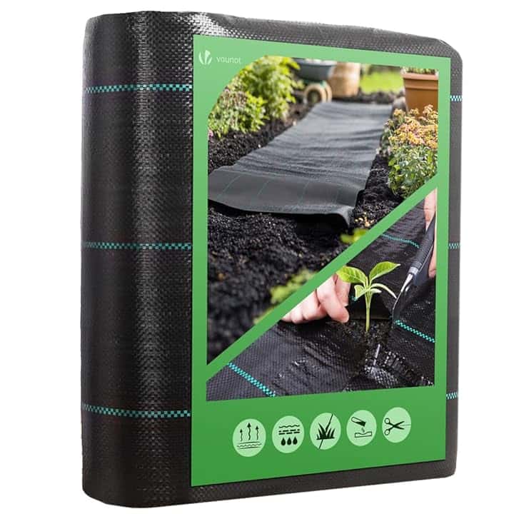 VOUNOT® Telo Pacciamatura 2m x 10m 100g/m², Telo Anti Erbacce per Orto, Giardino, Stabilizzazione UV, Nero