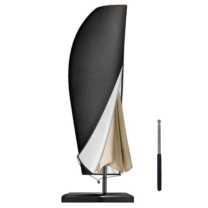 Reinalin Copertura per Ombrellone, Impermeabile Copertura Ombrellone da Giardino con Cerniera e Palo, Tessuto Oxford, Antivento, Anti-UV (265 x 40/70/50 cm)