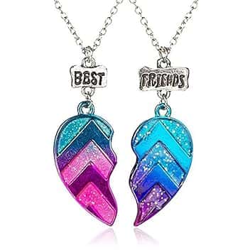 LONSVTTU 2 collane Confezione da BFF Collana dell'amicizia Best Friends for Girls Regali di compleanno Regali a catena con ciondolo,Collana a forma di cuore