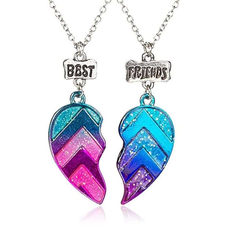 LONSVTTU 2 collane Confezione da BFF Collana dell'amicizia Best Friends for Girls Regali di compleanno Regali a catena con ciondolo,Collana a forma di cuore