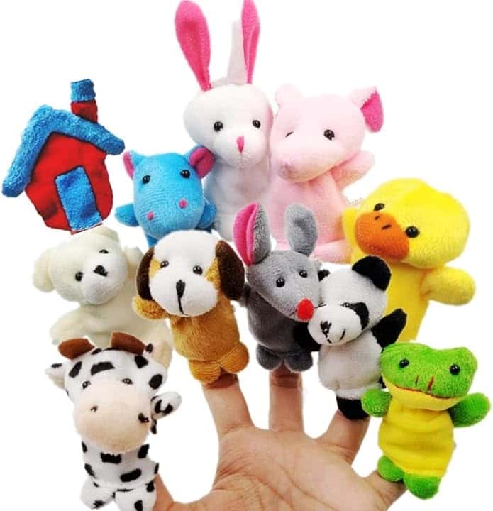 JZK 11 Burattini a dito animali pupazzetti dita set giocattoli animaletti peluche piccoli pensiero regalino bomboniera festa compleanno bambini bimbi