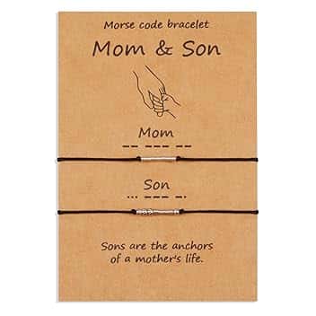 VU100 2/3/4 Codice Morse Bracciale Set Regalo Festa del Papà Regalo Gioielli Fatti A Mano Formato Regolabile Fatto A Mano per Papà Mamma Figlio Figlia Famiglia