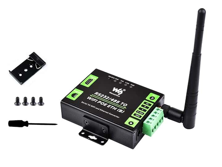 Server Seriale RS232/485 a WiFi Ethernet Convertitore, Modbus Gateway, MQTT Gateway, Supporto Seriale a WIFI, Seriale a Ethernet, Ethernet a WIFI ecc. Alimentazione DC 6~36V/PoE