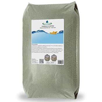 acquaverde | Sabbia di Vetro Filtrante - Sacco da 25 kg, Granulometria 0,4-0,8 mm, Vetro Attivo Compatibile con Pompa Filtro di Piscine Intex e Bestway
