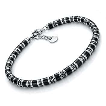 SAGA GIOIELLI Bracciale Uomo Rondelle Pietre Dure Acciaio (ONICE E CRISTALLI)