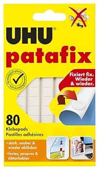 UHU 1648810 - Quadratini in pasta adesiva Patafix, 80 pezzi, colore: bianco