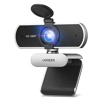 UGREEN Webcam Full HD 1080P 30FPS USB A PC Camera 2 Microfono Incorporato 85°Angolo di Visione per Windows MacOS Linux Supporto Youtube Streaming Skype Video Zoom Videoconferenze(Grigio Argento)