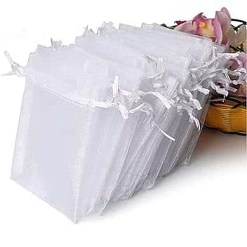 Jonami Sacchetti Organza Bianchi Portaconfetti 7x9 cm Bomboniere Confetti Gioielli Caramelle - 100 pz