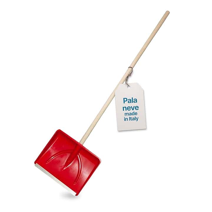 TOMAINO - Pala Da Neve Rossa Multifunzione 9x46x38 cm - Per Neve, Foglie e Altro In Plastica Con Profilo In Alluminio - Pala Singola o con Manico in Legno