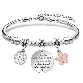VerLuky Braccialetto con Charm per Bambina, Regali per Adolescenti, Braccialetti di Compleanno, Braccialetto d'ispirazione, Braccialetto Portafortuna, Regali Personalizzati Compleanno per Ragazze