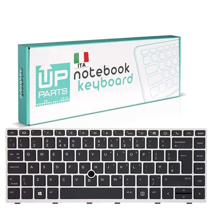 Azienda Italiana - Tastiera Italiana per Notebook HP EliteBook 745 G5, 745 G6, 840 G5, 846 G5, 840 G6 con Track Point e Retroilluminazione (Frame Silver)