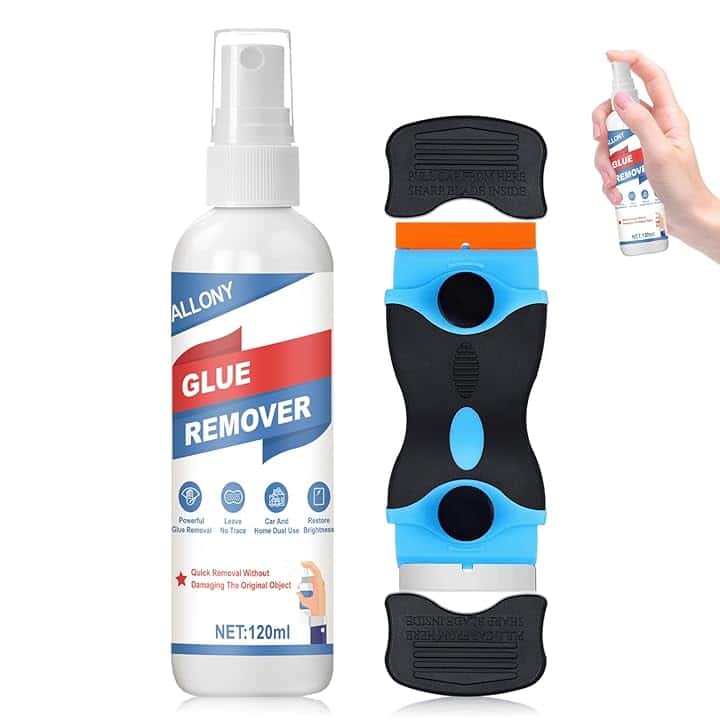 Allony Rimuovi Colla, 120 ml Togli Silicone, Rimuovi Silicone, Rimuovi Colla Adesivi, Dotato di Raschietto Multifunzionale per Rimuovere Velocemente Adesivi, Etichette e Residui di Colla