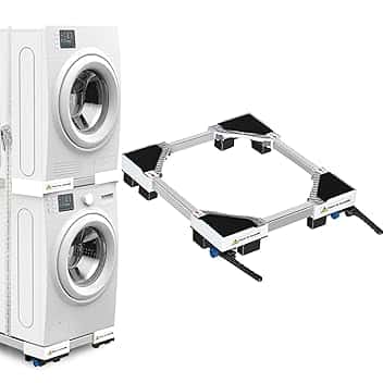 NIUXX Base universale per lavatrici, scooter, funzione anti-vibrazione, freni regolabili, misura regolabile, per lavatrici e asciugatrici impilati da 42 a 69 cm, portata 400 kg