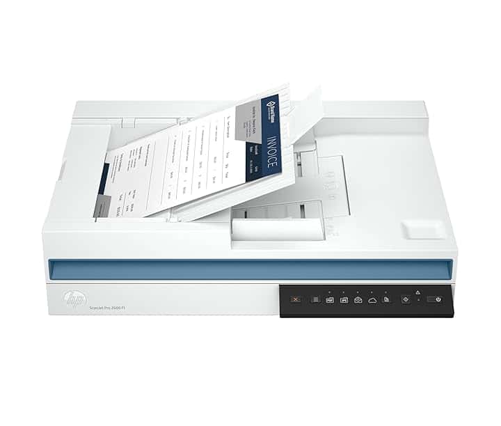 HP Scanjet Pro 2600 f1 20G05A, Scanner a Superficie Piana, ADF che Scansiona Fronte/Retro in un solo passaggio, Rendimento Medio di 1.500 Pagine al Giorno, Risoluzione fino a 1200 dpi, USB, Bianco