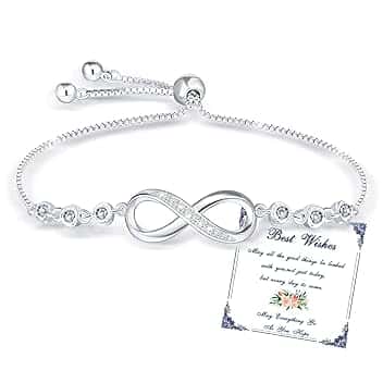Esmoly Bracciale Donna Argento Infinito Braccialetto Cuore Zircone Regolabile Regalo Donna Ragazza