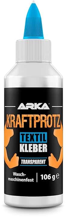 Colla tessuti 105 g – incolla invece di cucire: flessibile, lavabile e trasparente – per stoffa, jeans, pelle, decorazioni e fai da te – senza solventi – riparazioni tessili rapide – KRAFTPROTZ ARKA
