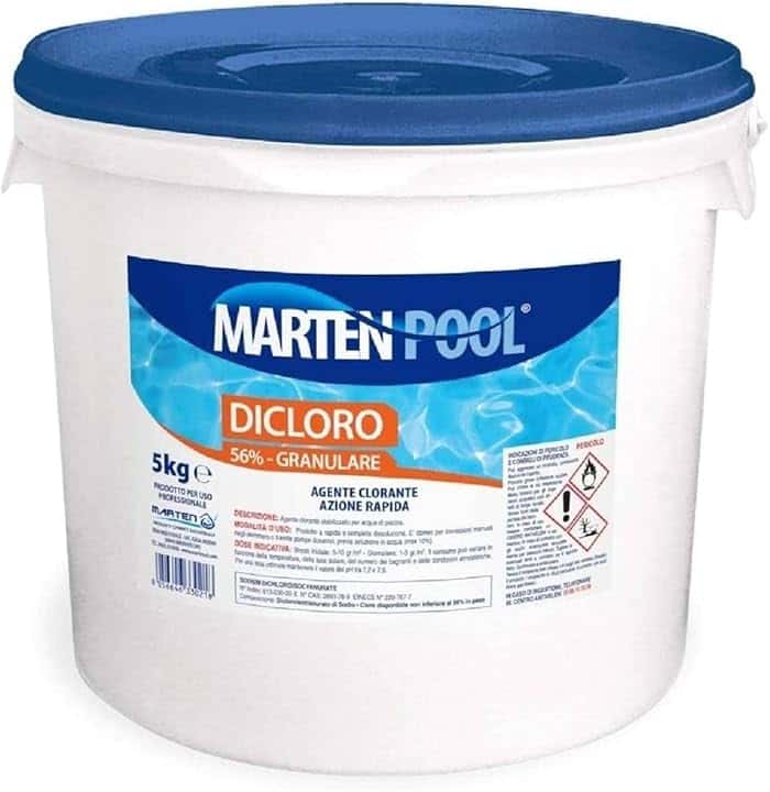 MARTEN Dicloro 56% granulare 5kg | Agente clorante stabilizzato per acque di piscina
