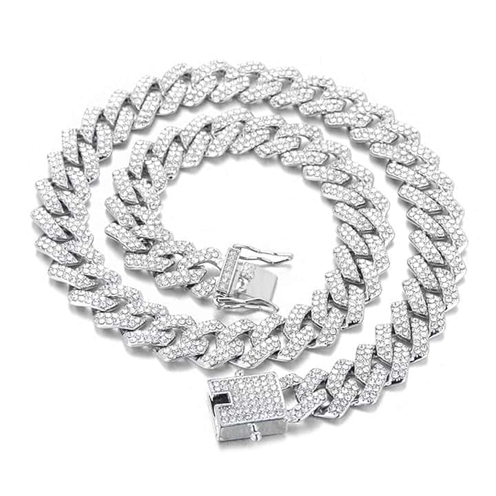 ZXUSHE Collane da uomo,Catena cubana Rap Hip Hop, 50 cm