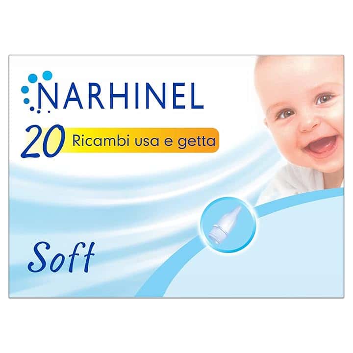 Narhinel Ricambi Morbidi per Aspiratore Nasale per Neonati e Bambini con Filtro Assorbente per Trattenere il Muco, 20 ricambi Monouso