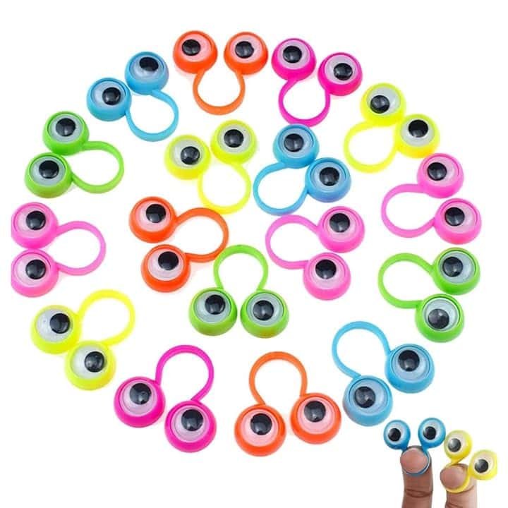 20 Pcs Giocattoli da Dito, Pupazzi da Dito con Occhi, Gadget per Feste di Compleanno Bambini e Halloween, Regali per Bambini (Colorati)
