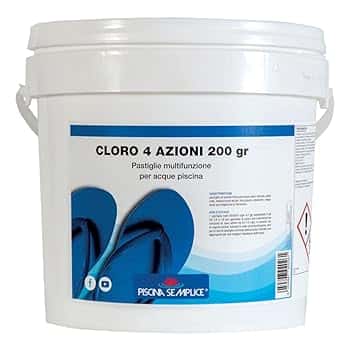 Lapi - 5 Kg Cloro 4 Azioni pastiglie 200gr. Quattro multifunzione nuovo prodotto ex Tripla Azione. Alghicida Clorante Stabilizzante e flocculante A LENTA Dissoluzione. Per acqua piscina disinfezione
