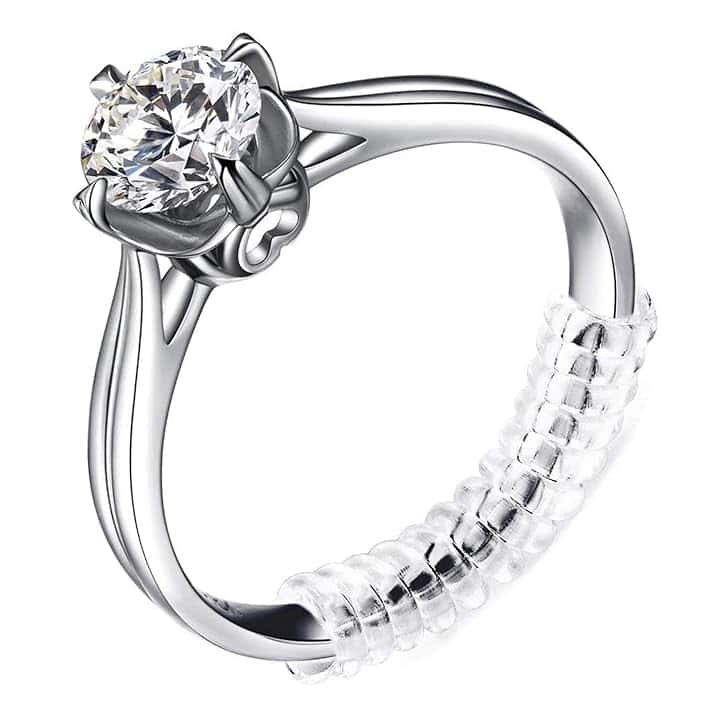 Anpro Anpro 15 Pack Ring Size Adjuster - con 3 misure Clear Ring Sizer Adjuster per anelli allentati, set di stringitori in silicone a spirale, protezioni invisibili per anelli