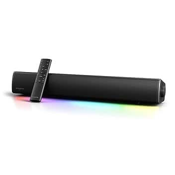 CREATIVE Sound Blaster GS5 RGB Gaming Soundbar con tecnologia SuperWide, Alimentata tramite adattatore, Fino a 60W di potenza di picco, Bluetooth 5.4, Optical-in, Uscita cuffie, Per PC e TV
