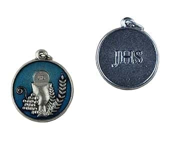 Eurofusioni Medaglia Calice IHS Azzurra - Prima Comunione - Placcato Argento - 10 Pezzi