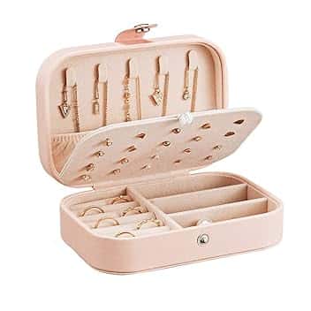 ZOCONE Portagioie Viaggio, 2 Strati Portable Portagioie Piccolo Portagioie da Viaggio Donna, Adatto per Riporre Orecchini/Anelli/Collane, 16.5 * 11.5 * 5.5cm