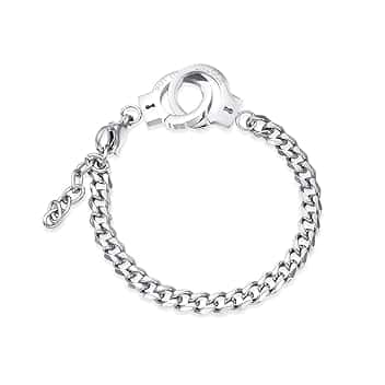 USUASI TS1101 Bracciale semplice con manette in acciaio al titanio Acciaio/Nero/Placcatura oro rosa/Per ragazzi e ragazze in acciaio inossidabile Bracciale coppia (2 donne-acciaio), One Size, Metallo, NA
