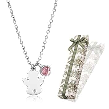 PYEUIFT Collana Angelo Custode in Or rose, Collana con ciondolo Angelo, regali di battesimo, comunione e compleanno per ragazze e bambini（Con scatola regalo