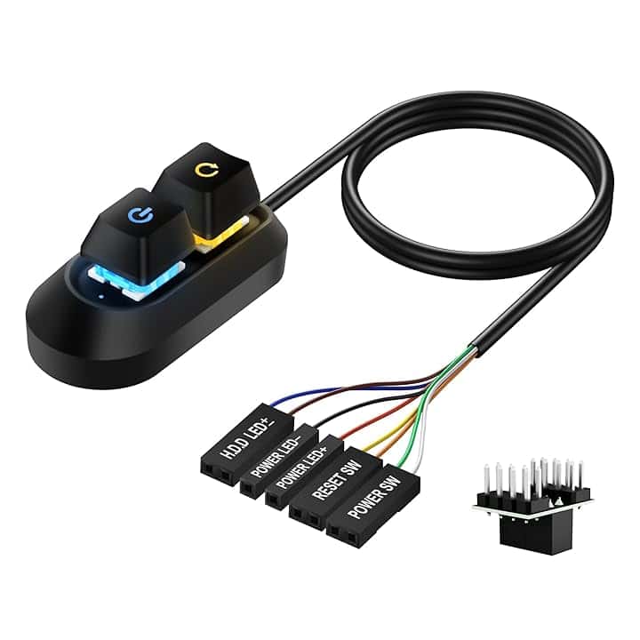 SinLoon Pulsante di alimentazione esterno per computer desktop, interruttore di alimentazione per PC, pulsante di accensione multifunzionale per un facile avvio e ripristino - 2M