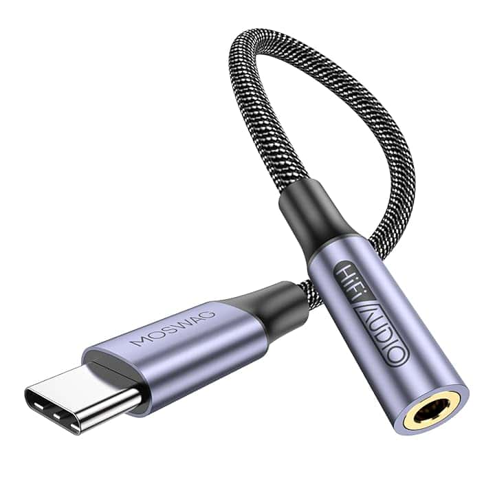 MOSWAG Adattatore jack per cuffie USB C a 3.5mm, adattatore audio USB C a cavo Dongle Aux per Samsung Galaxy S22 S21 S20 Ultra S20 + Nota 20 10 S10 S9 Plus, Pixel 4 3 2 XL, ipad Pro e altro ancora