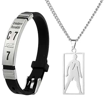 YUBBYSTU Set di collane con ciondolo a forma di pallone da calcio, regolabile, in acciaio inossidabile, in silicone, per uomo, regalo per ragazzi