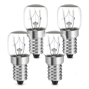 YIIFELL 4 Pezzi lampadine per forno E14 15W,Luce Calda 2700K,Resistente al Calore Fino a 300 Gradi forno a microonde, frigorifero,Classe di efficienza energetica G [Classe di efficienza energetica A]