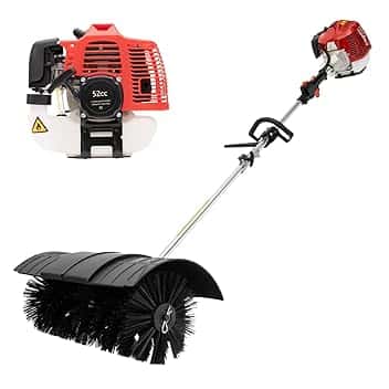 52 CC Spazzaneve a benzina, motore a benzina 2 tempi da 2,3 CV, spazzola motorizzata, spazzatrice manuale per la pulizia di prato, foglie, erba sintetica, erba e ghiaia