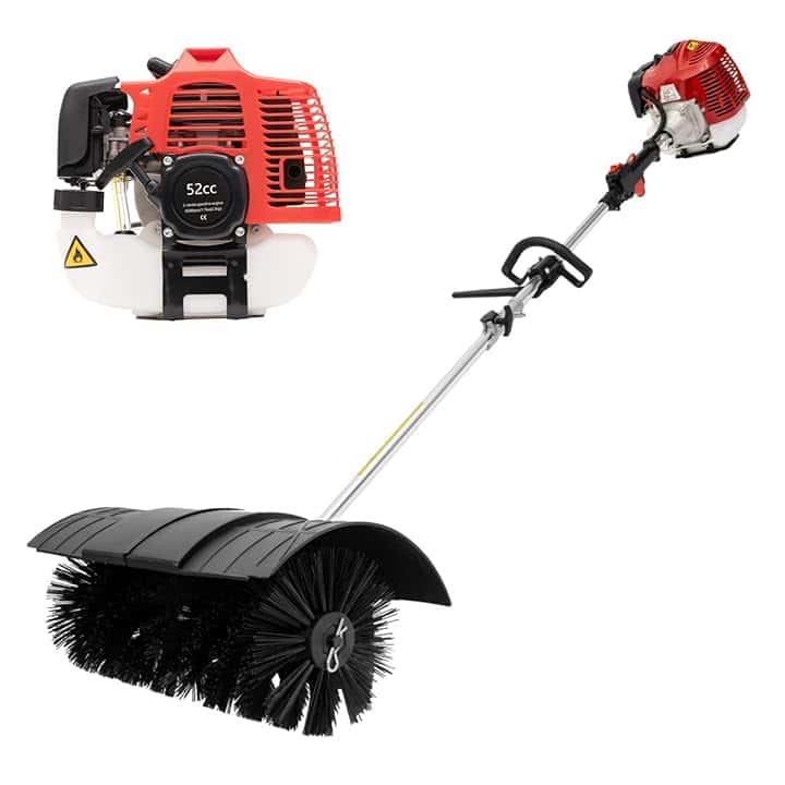 52 CC Spazzaneve a benzina, motore a benzina 2 tempi da 2,3 CV, spazzola motorizzata, spazzatrice manuale per la pulizia di prato, foglie, erba sintetica, erba e ghiaia