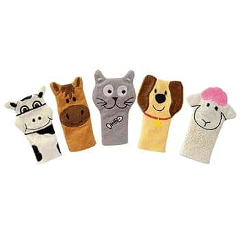 Fattoria - Set di bambole da dito, 5 pezzi, a partire dai 6 mesi, in feltro colorato per neonati e bambini