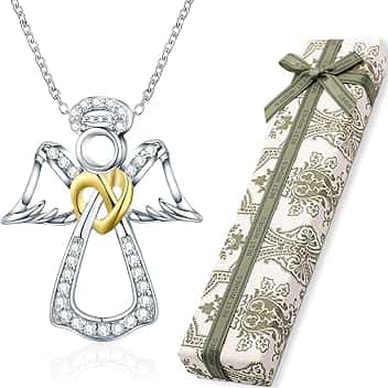BLPRKOT BLPRKOT Collana Angelo Custode, Collana con ciondolo Angelo in argento Sterling 925, regali di battesimo, comunione e compleanno per ragazze e bambini（Con scatola regalo