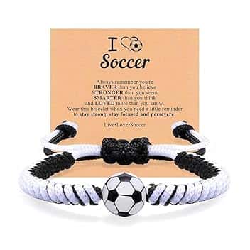 YUPZAR Regali Calcio per Ragazzi, Braccialetto Calcio per Bambini, Bracciale con Design Pallone da Calcio, con Scheda, Idee Regalo per Bambini 5-10 Anni