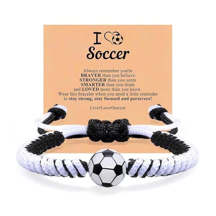YUPZAR Regali Calcio per Ragazzi, Braccialetto Calcio per Bambini, Bracciale con Design Pallone da Calcio, con Scheda, Idee Regalo per Bambini 5-10 Anni