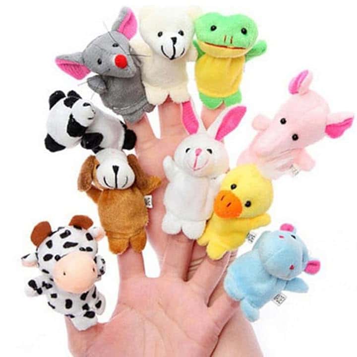 10Pcs Pupazzi delle Dita Animali Cane Coniglio Panda Pupazzetti Dita Set Giocattoli Animaletti Peluche Piccoli,Regalo Giocattoli Fantasia per Bambini
